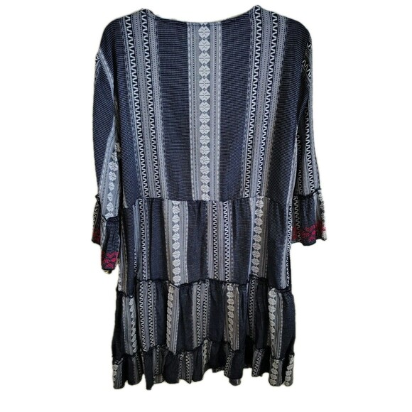 John Mark Dress Size L Embroidered Neck Tie Tier Ruffles 100% Cotton - Picture 4 of 11